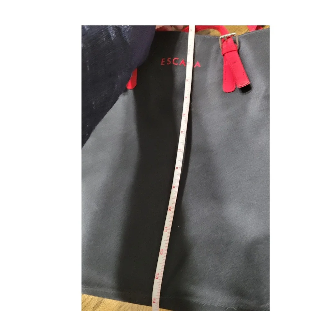 Escada Black with Red Trim Tote Bag Embroidered Logo Shoulder Shopper Purse